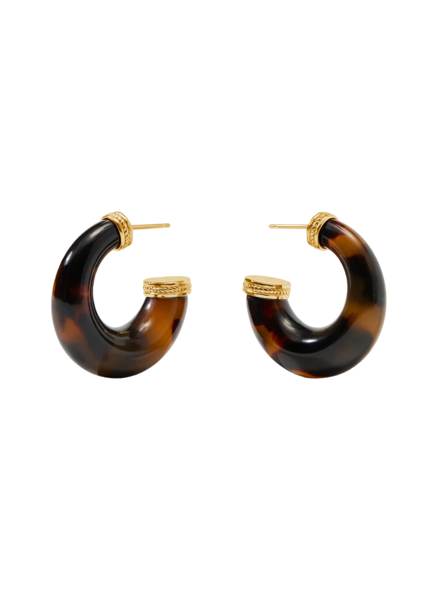 Julie Vos Madison Statement Hoop Tortoiseshell Post Back Hoops Neutral Women's Accessory Jewelry Gift Jincy's Small Medium Large