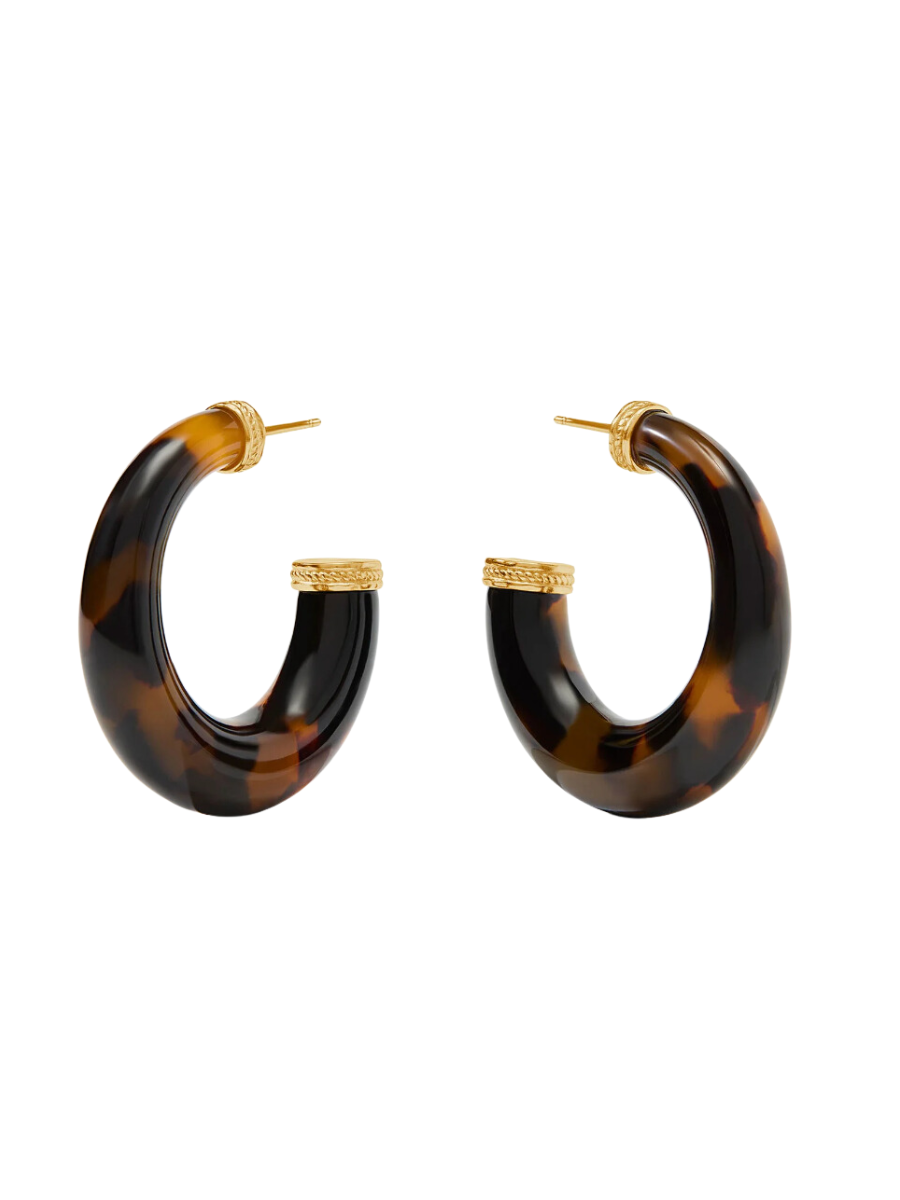 Julie Vos Madison Statement Hoop Tortoiseshell Post Back Hoops Neutral Women's Accessory Jewelry Gift Jincy's Small Medium Large
