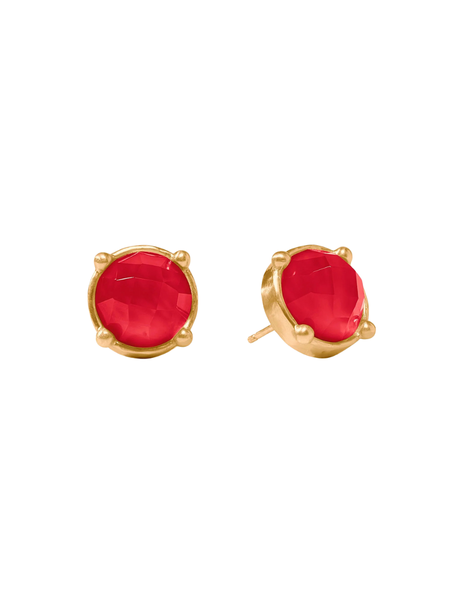 Julie Vos Honey Stud Iridescent Strawberry Pink Red Bright Pink Stud Earring Post Back Gold Women's Accessory Jewelry Gift Jincy's