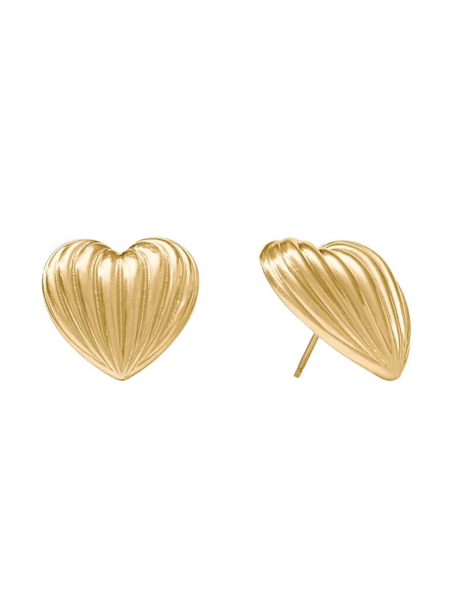 Julie Vos Puffy Heart Statement Stud Textured Post Back Gold Women's Earring Jewelry Accessory Gift Jincy's