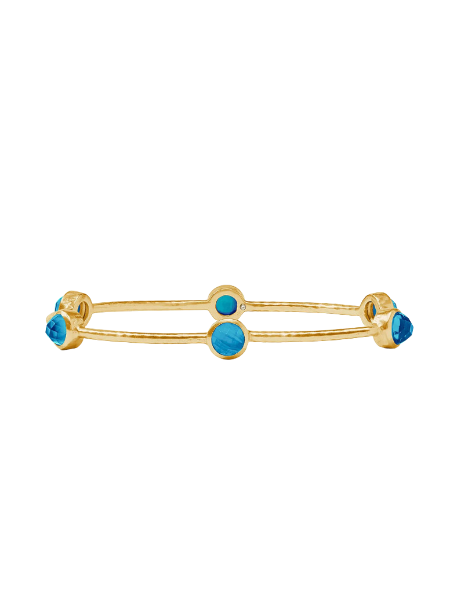 Julie Vos Milano Luxe Bangle Iridescent London Blue Bright Blue Bracelet Hammered Gold Women's Accessory Jewelry Gift Jincy's
