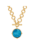 Julie Vos Honeybee Demi Necklace Iridescent London Blue Bright Blue Statement Necklace Chain Link Gold Women's Accessory Jewelry Gift Jincy's