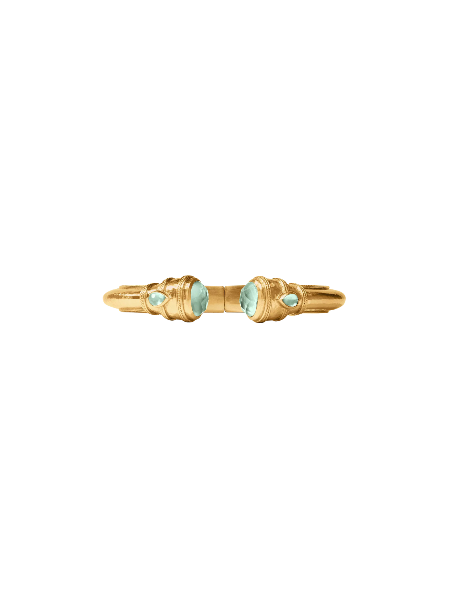 JULIE VOS | Cannes Demi Cuff - Gold Iridescent Aquamarine Blue