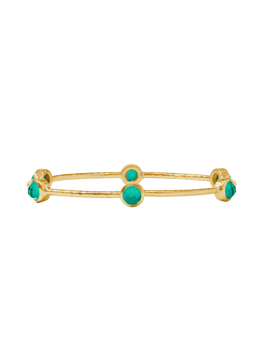 Julie Vos Milano Luxe Bangle Iridescent Emerald Green Kelly Bracelet Hammered Gold Women's Accessory Jewelry Gift Jincy's