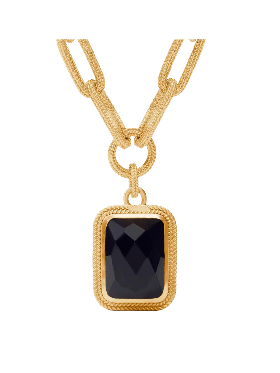 Julie Vos Cheval Peperclip Statement Necklace Obsidian Black Link Necklace Chain Necklace Textured Pendant Necklace Accessory Jewelry Gift Women's Jincy's
