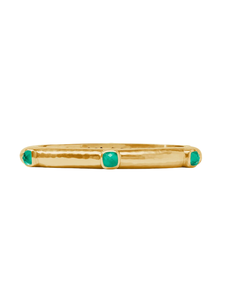 Julie Vos Catalina Stone Hinge Bangle Iridescent Emerald Green Hammered Gold Kelly Green Emerald Green Bracelet Women's Accessory Jewelry Gift Jincy's