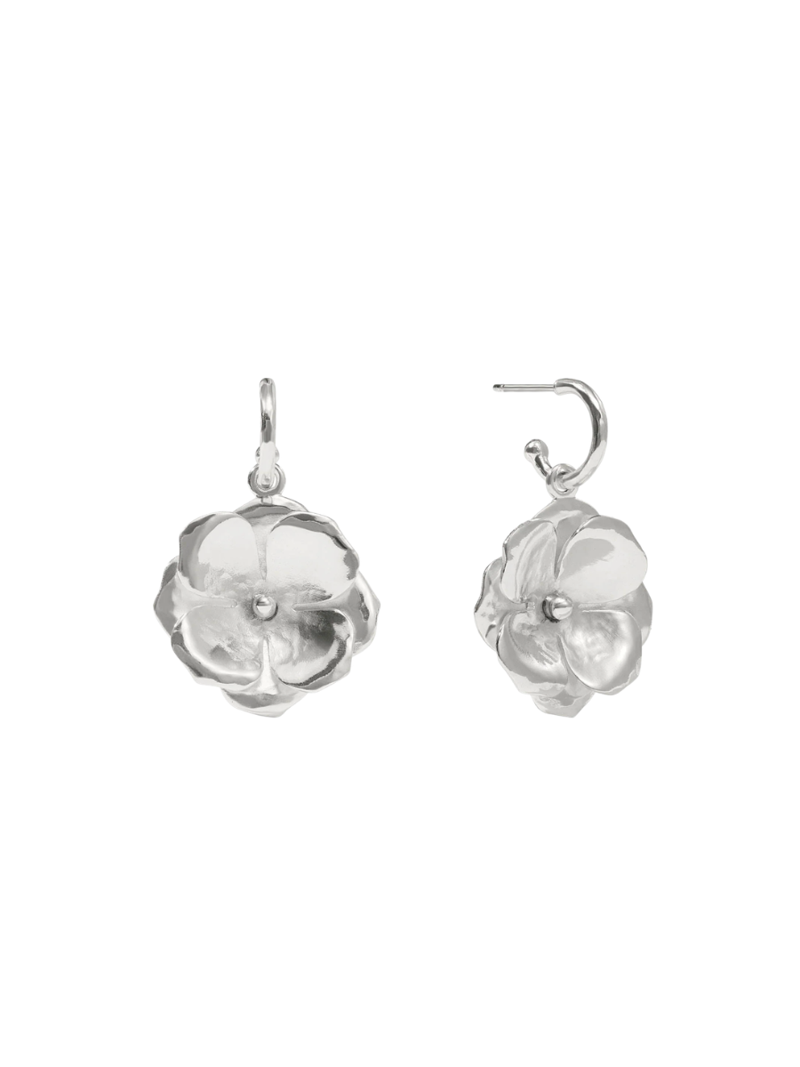 JULIE VOS | Bloom Hoop & Charm Earring - Silver