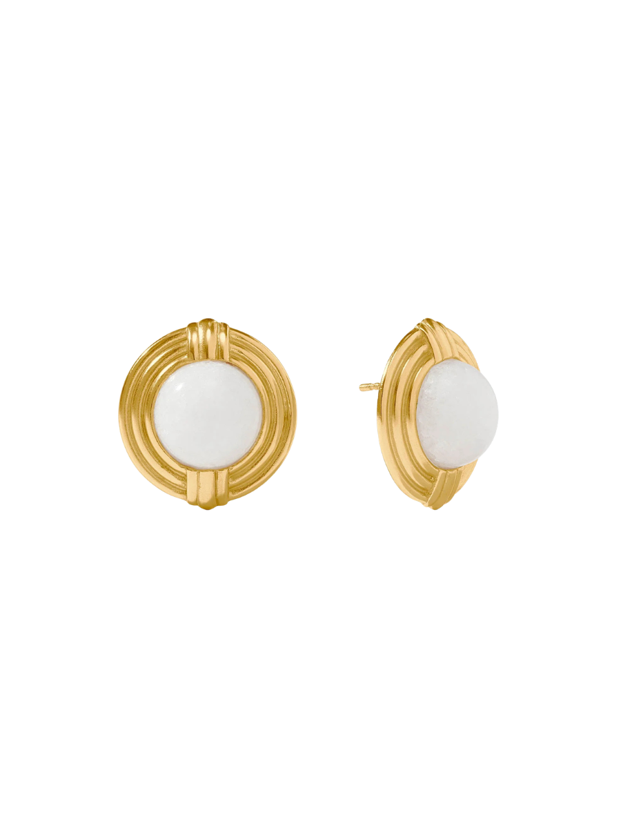 JULIE VOS | Portofino Statement Stone Stud - White Jade