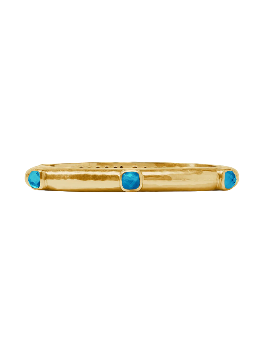Julie Vos Catalina Stone Hinge Bangle Iridescent London Blue Hammered Gold Blue Dark Blue Bracelet Women's Accessory Jewelry Gift Jincy's