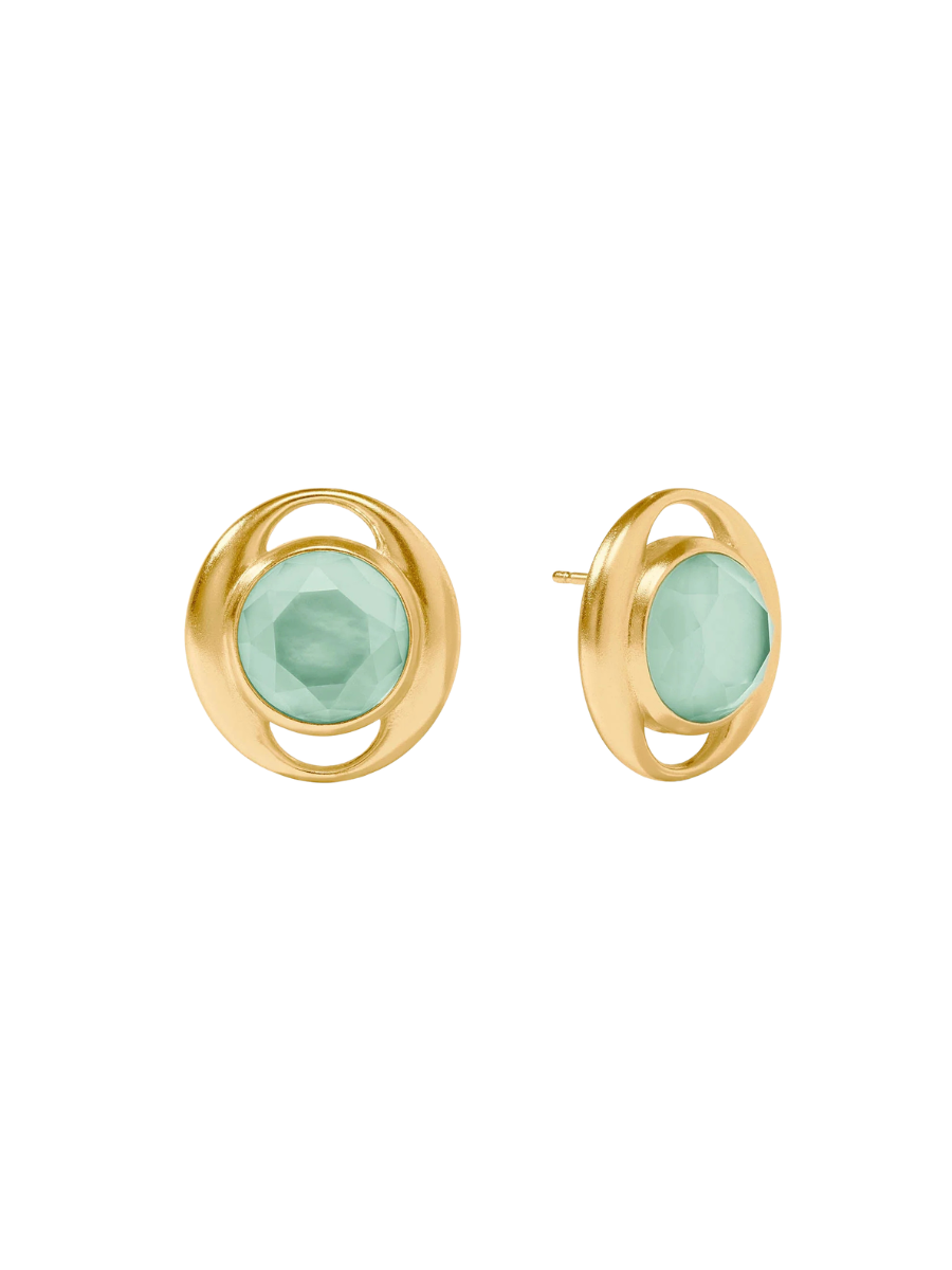 JULIE VOS | Laguna Stone Stud - Iridescent Aquamarine Blue