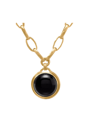 JULIE VOS | Solara Statement Necklace - Gold Obsidian Black