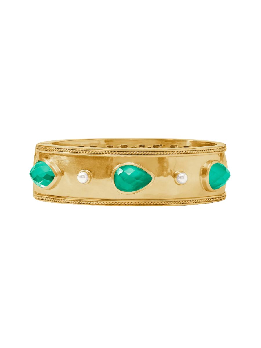 Julie Vos Cannes Statement Hinge Bangle Iridescent Emerald Green Kelly Green Statement Bangle Bracelet Women's Jewelry Accessory Gift Jincy's