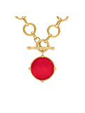 Julie Vos Honeybee Statement Necklace Iridescent Strawberry Statement Jewelry Red Pink Stone Necklace Pendant Necklace Chain Link Necklace Women's Gift Jincy's