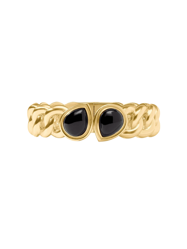 JULIE VOS | Dolce Hinge Bangle - Gold Obsidian Black
