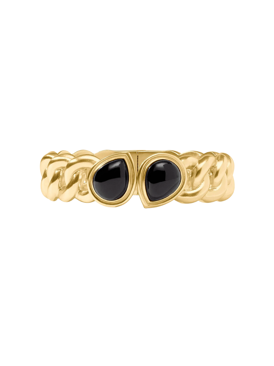 JULIE VOS | Dolce Hinge Bangle - Gold Obsidian Black