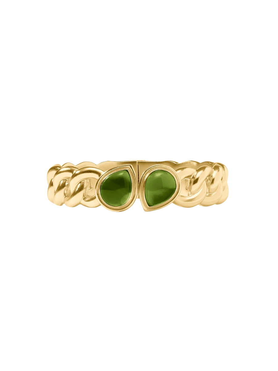 JULIE VOS | Dolce Hinge Bangle - Iridescent Palmetto Green