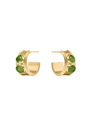 JULIE VOS | Dolce Stone Hoop - Gold Iridescent Palmetto Green