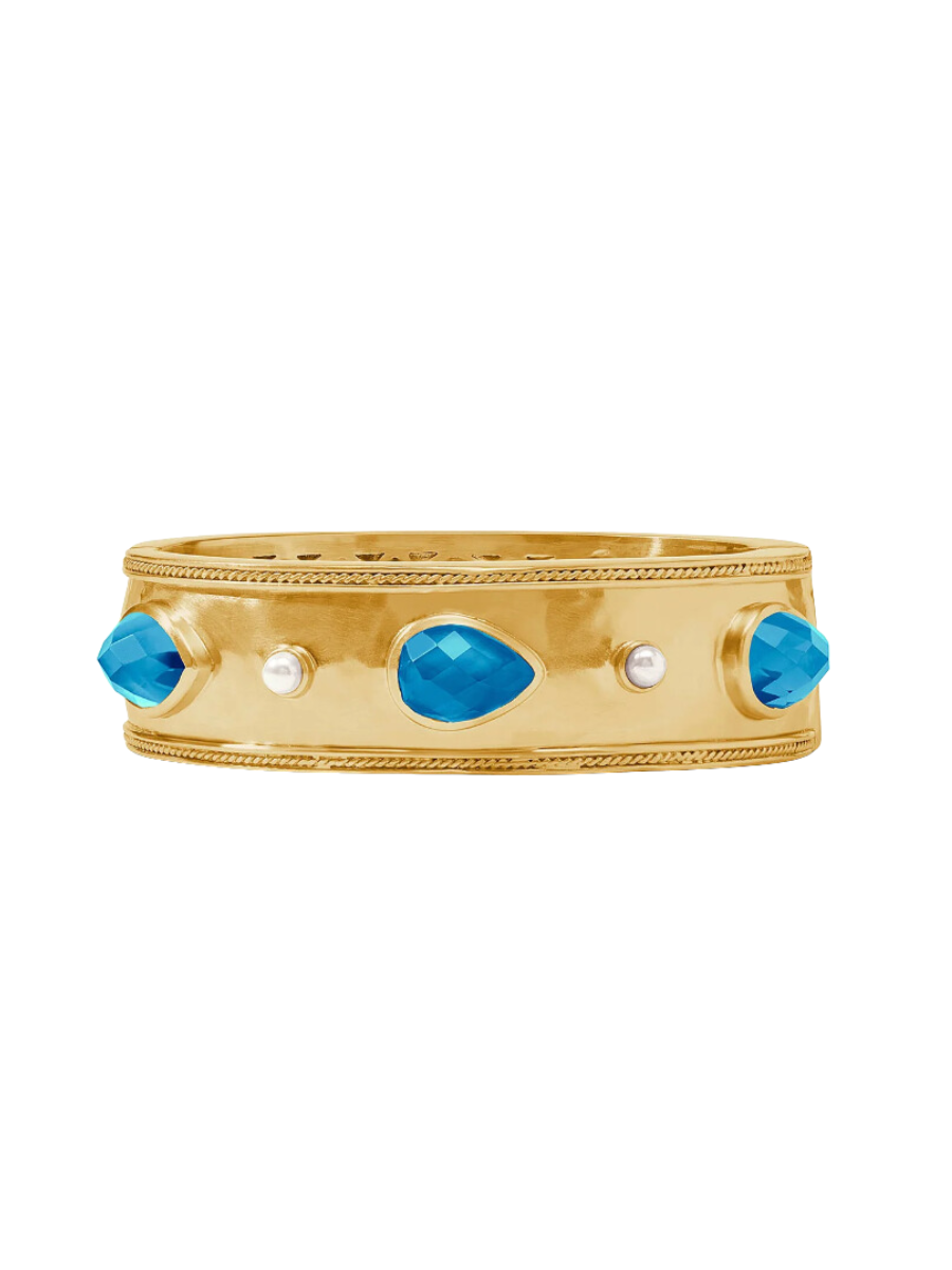 Julie Vos Cannes Statement Hinge Bangle Iridescent London Blue Bright Blue Statement Bangle Bracelet Women's Jewelry Accessory Gift Jincy's
