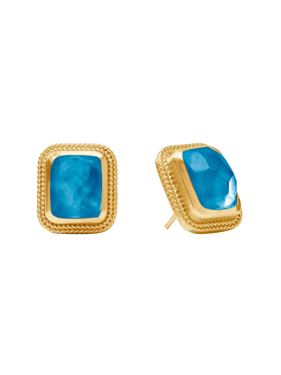 Julie Vos Cheval Stone Stud Iridescent London Blue Statement Stud Earring Bright Blue Women's Accessory Jewelry Gift Jincy's