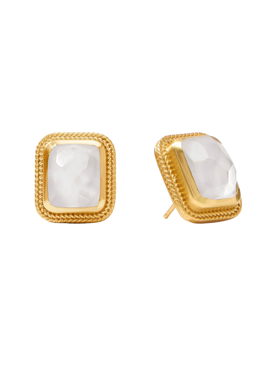 Julie Vos Cheval Stone Stud Iridescent Clear Crystal Statement Stud Earring White Clear Women's Accessory Jewelry Gift Jincy's
