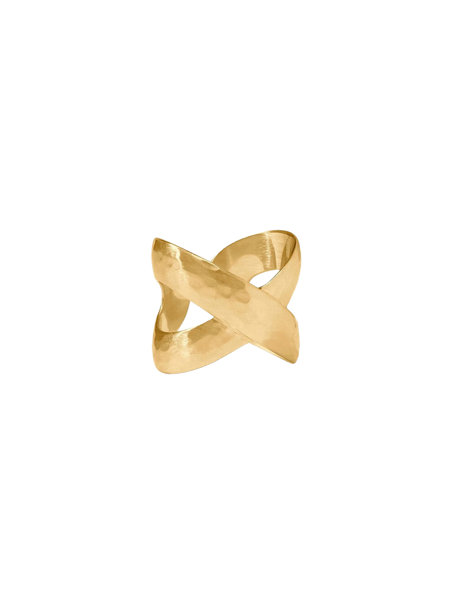 R238G00 Julie Vos Catalina X Ring Gold Statement Ring Jewelry Women's Gift Jincy's Hammered Gold