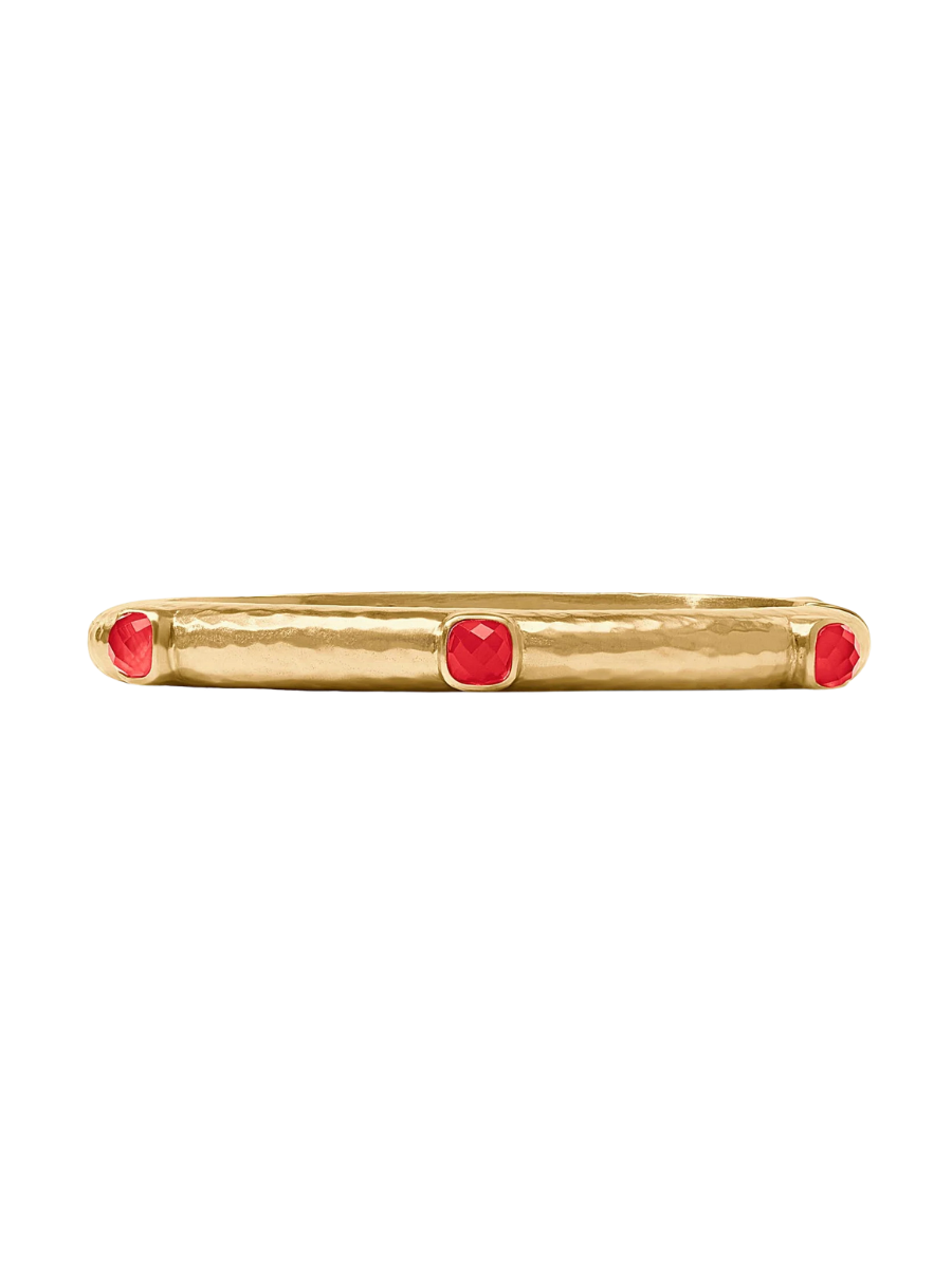 Julie Vos Catalina Stone Hinge Bangle Iridescent Strawberry Hammered Gold Pink Dark Pink Bracelet Women's Accessory Jewelry Gift Jincy's