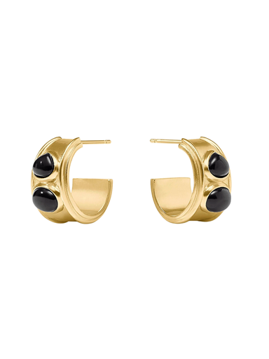 JULIE VOS | Dolce Stone Hoop - Gold Obsidian Black