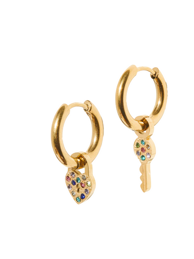 LINNY CO Huggie Lock and Key Women's Earring Accessory Jewelry Gift Boutique Gold Earring Hoop Jincy's