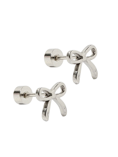 LINNY CO Screwback Stud Sadie Silver Bow Earring Post Back Women's Earring Accessory Jewelry Accessory Gift Boutique Jincy's