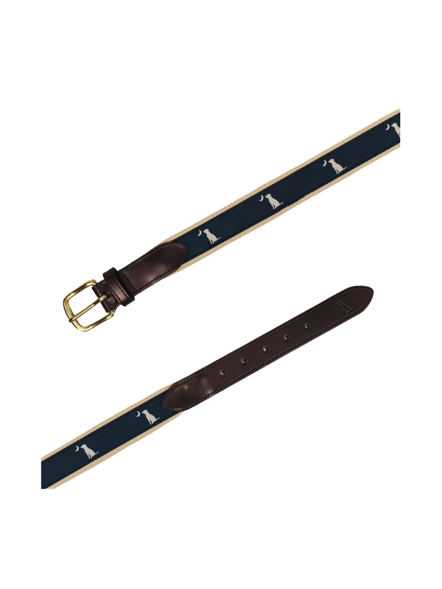 Local Boy | Ribbon Belt - Blue Dog & Moon