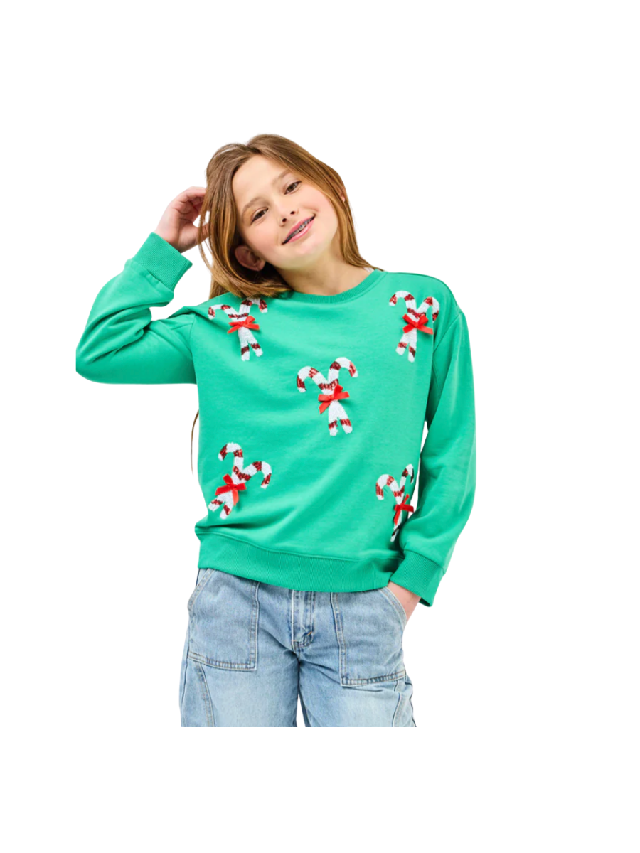 Mary Square | YOUTH Sarah Sweatshirt - Candy Canes