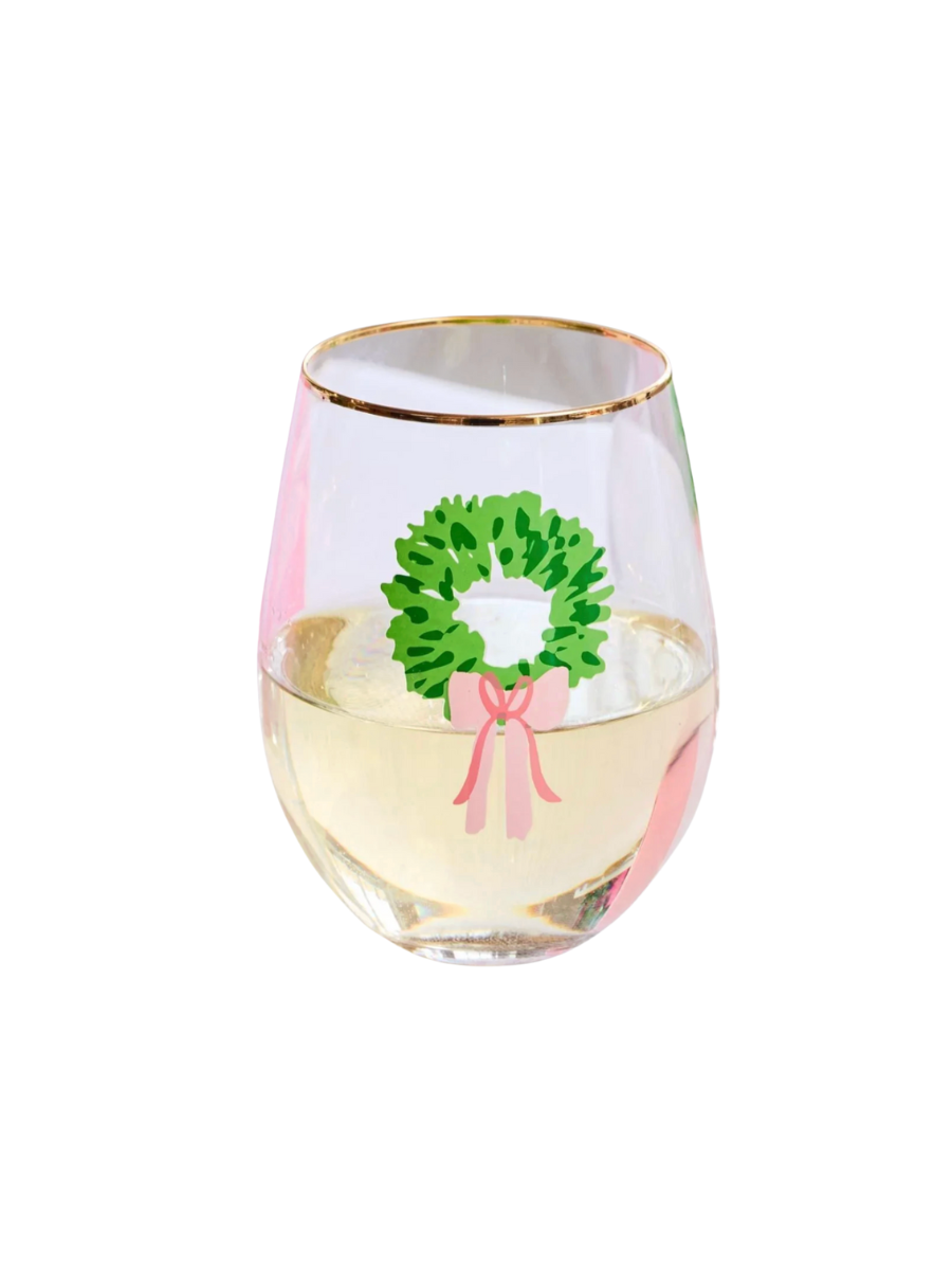Mary Square | Stemless Wine Glass - Rosy Wreaths