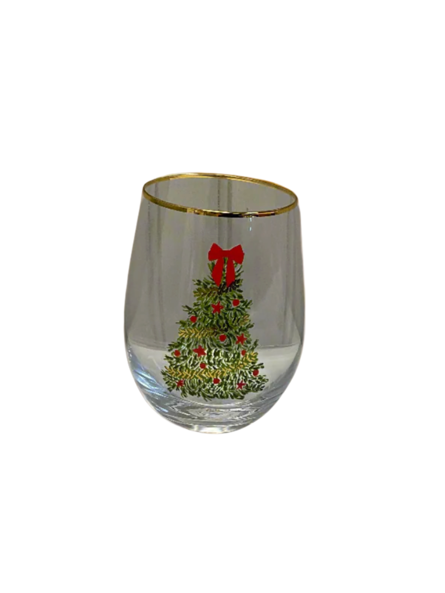 Mary Square | Stemless Wine Glass - Traditional Tree