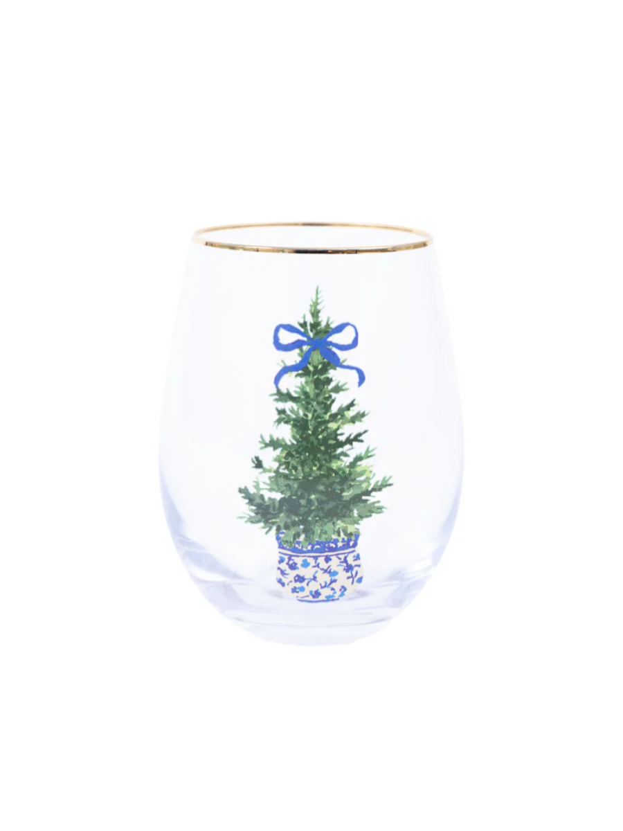 Mary Square | Fancy & Festive Tree Stemless Wine Glass