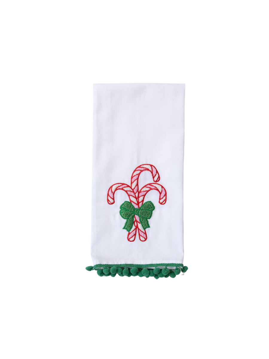 Mary Square | Embroidered Candy Cane Tea Towel