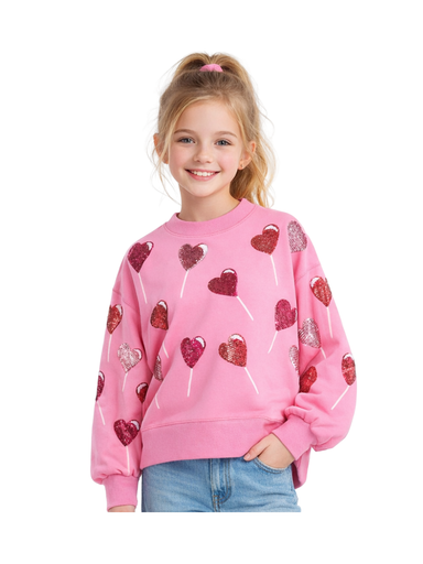 Mary Square YOUTH Sarah Sweatshirt Heart Lollipops girls Valentines Day Jincy's