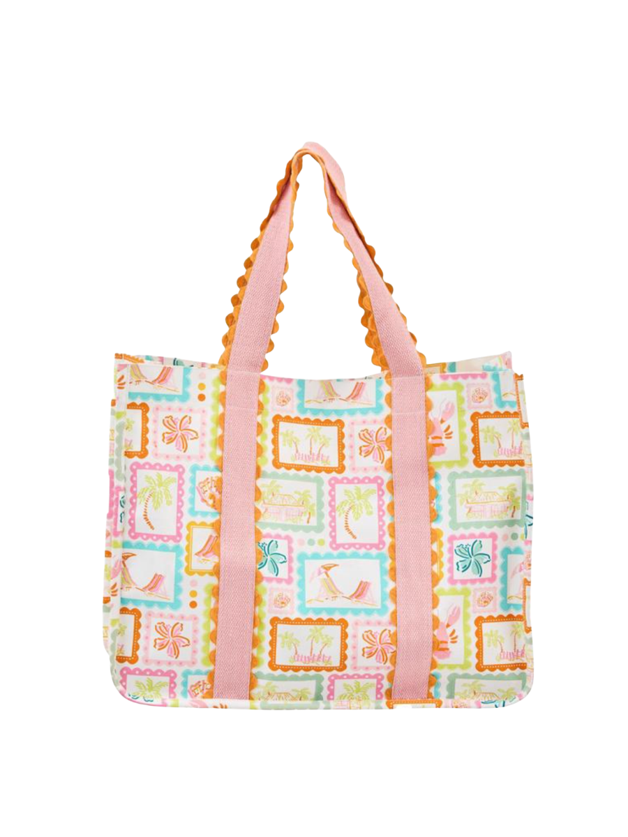 Mary Square Capri Caryall Happy Place island scene ric rac bright colors bag women gift jincy's