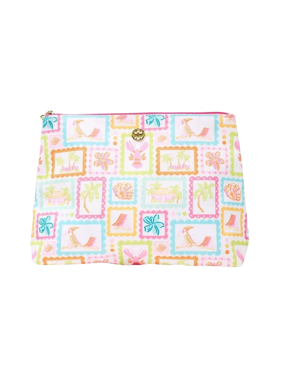 Mary Square Travel Pouch Happy Place vacation beach scenes colorful makeup bag womens boutique jincy's