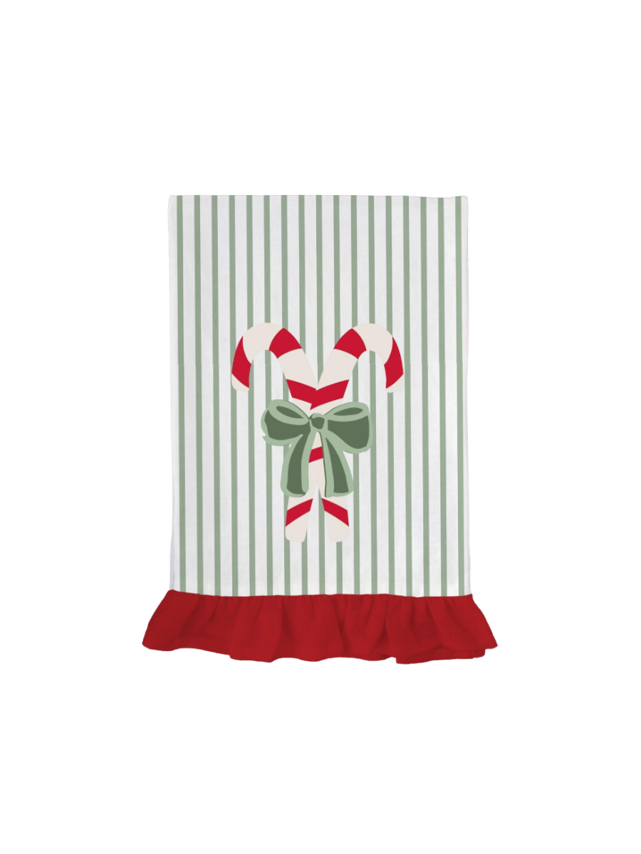 Mary Square | Embroidered Tea Towel - Candy Cane