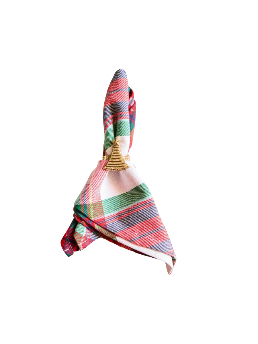 Mary Square | Dinner Napkin - Holiday Plaid