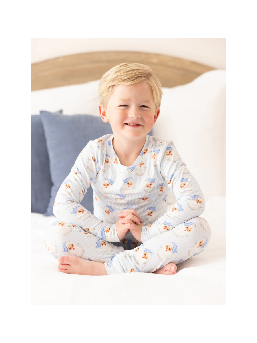 Mary Square | YOUTH Pajama Set - Santa Baby - Blue