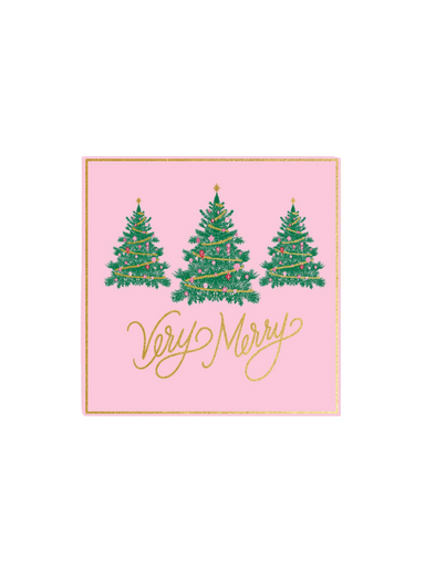 mary square pink very merry cocktail napkin tree home entertaining decor gift jincy's