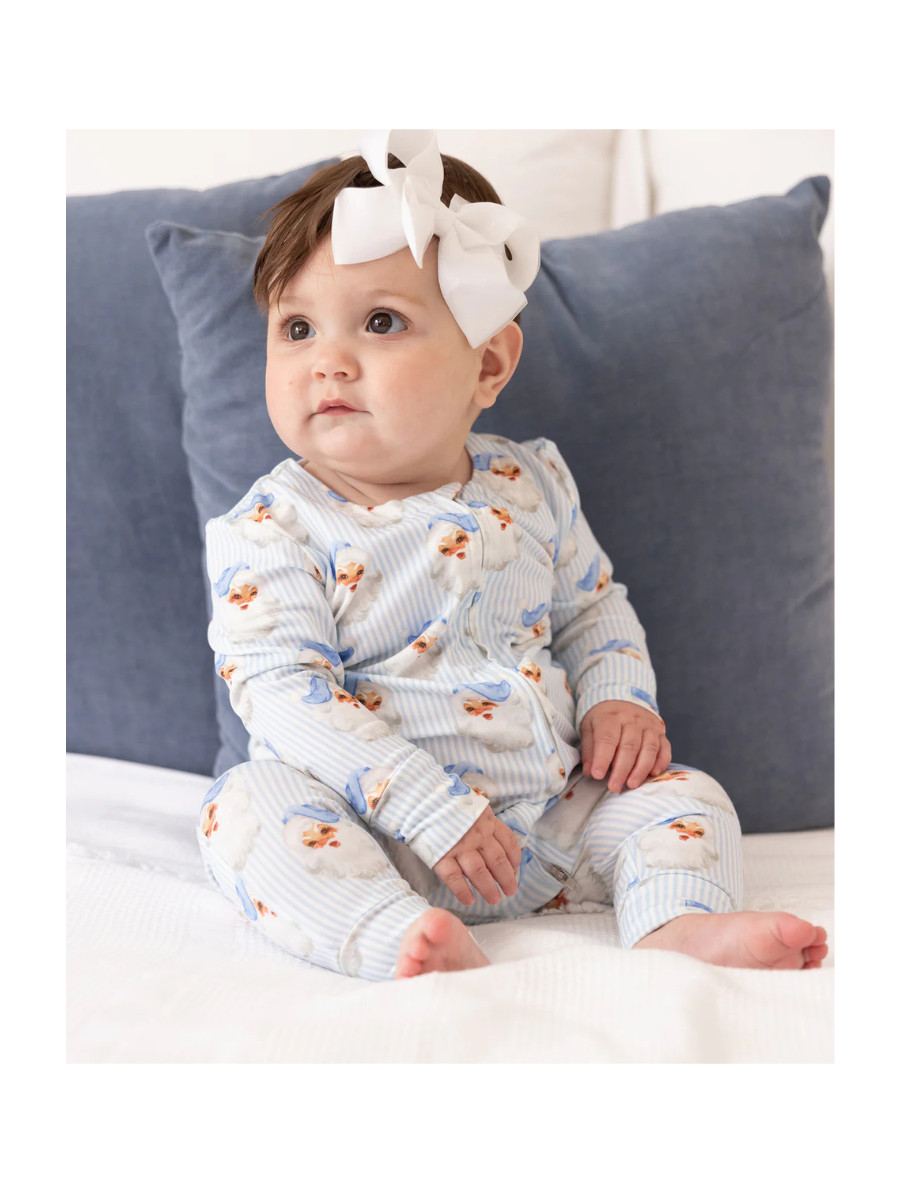 Mary Square | BABY Pajama Onesie - Santa Baby - Blue