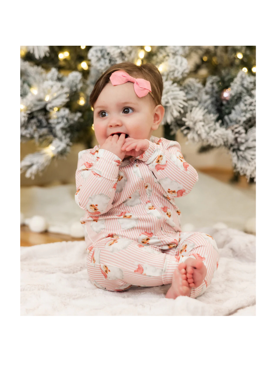 Mary Square | BABY Pajama Onesie - Santa Baby - Pink