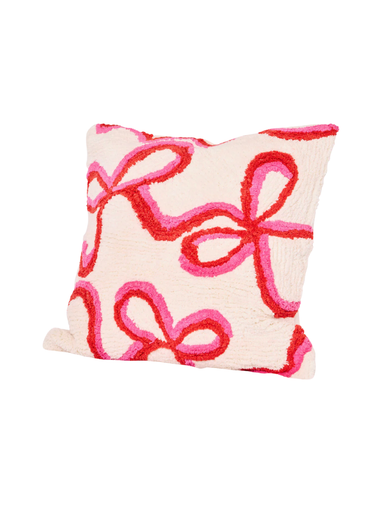 Mary Square Square Pillow Whimsical Bows red & pink bows textured home decor gift jincy's