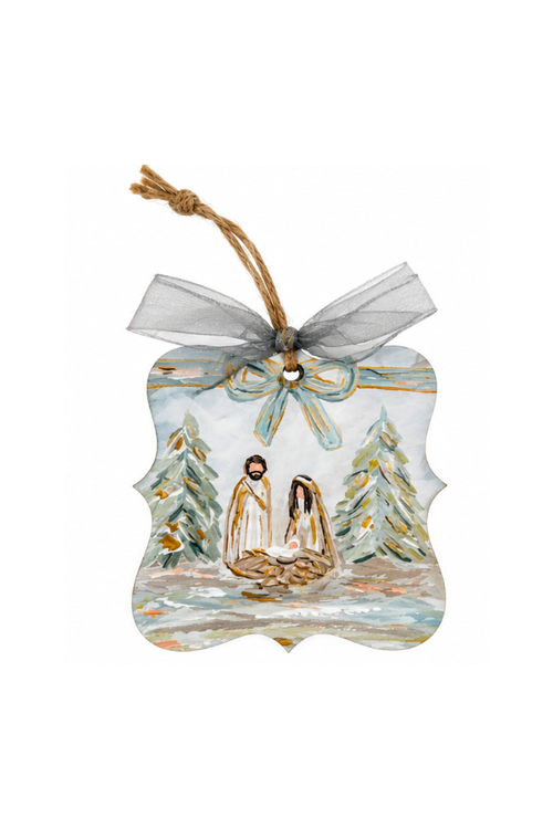 Nativity Christmas Ornament - Quatrefoil home decor neutral gift jincy's 