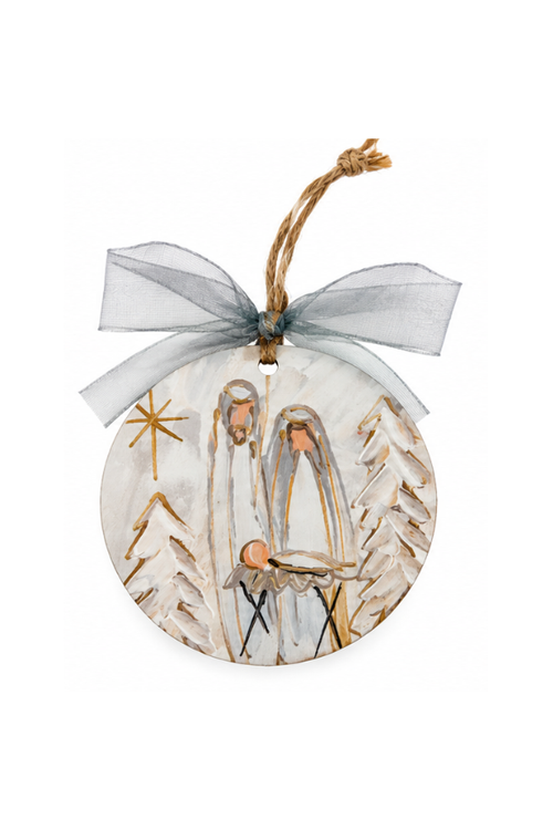 Nativity Christmas Ornament - Round Neutrals hand painted home decor gift jincy's 