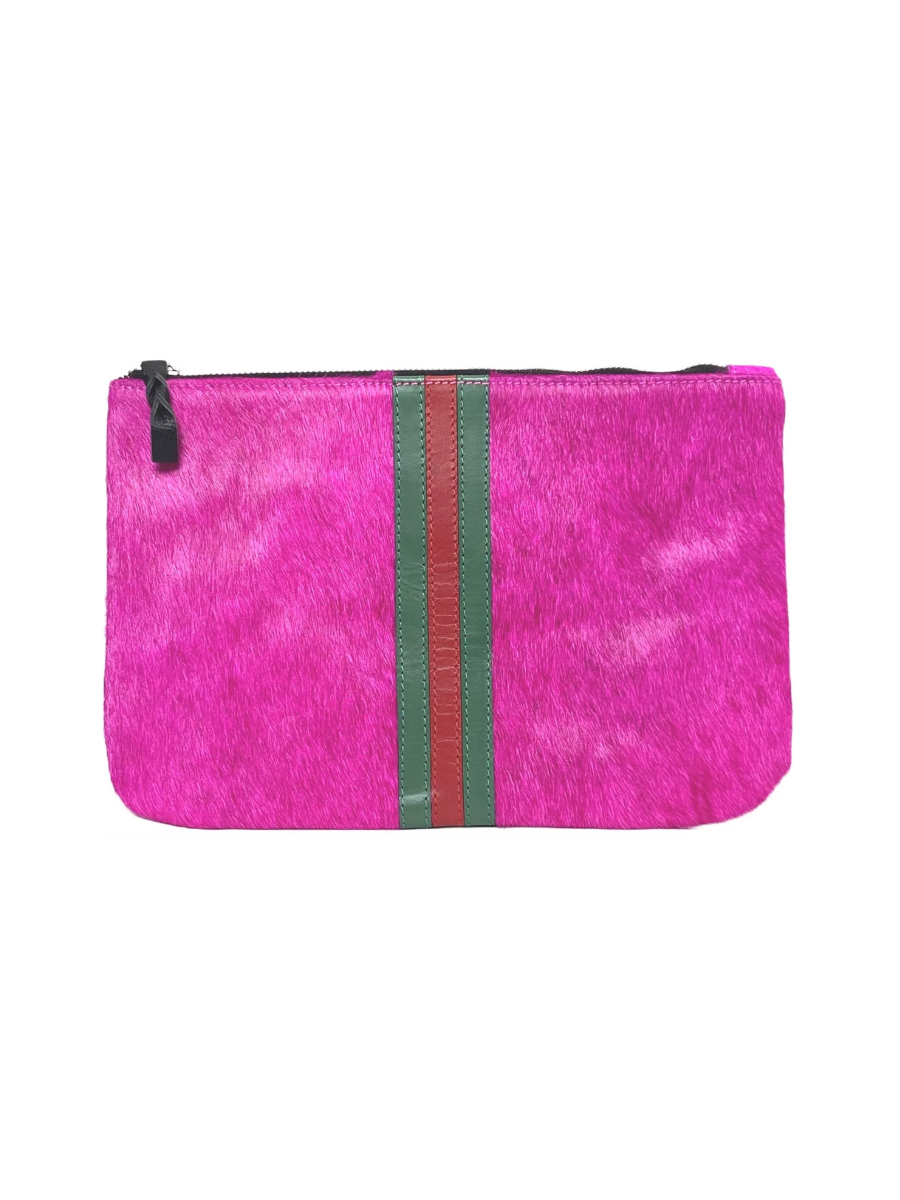 Parker & Hyde | Hyde Stripe Clutch - Hot Pink