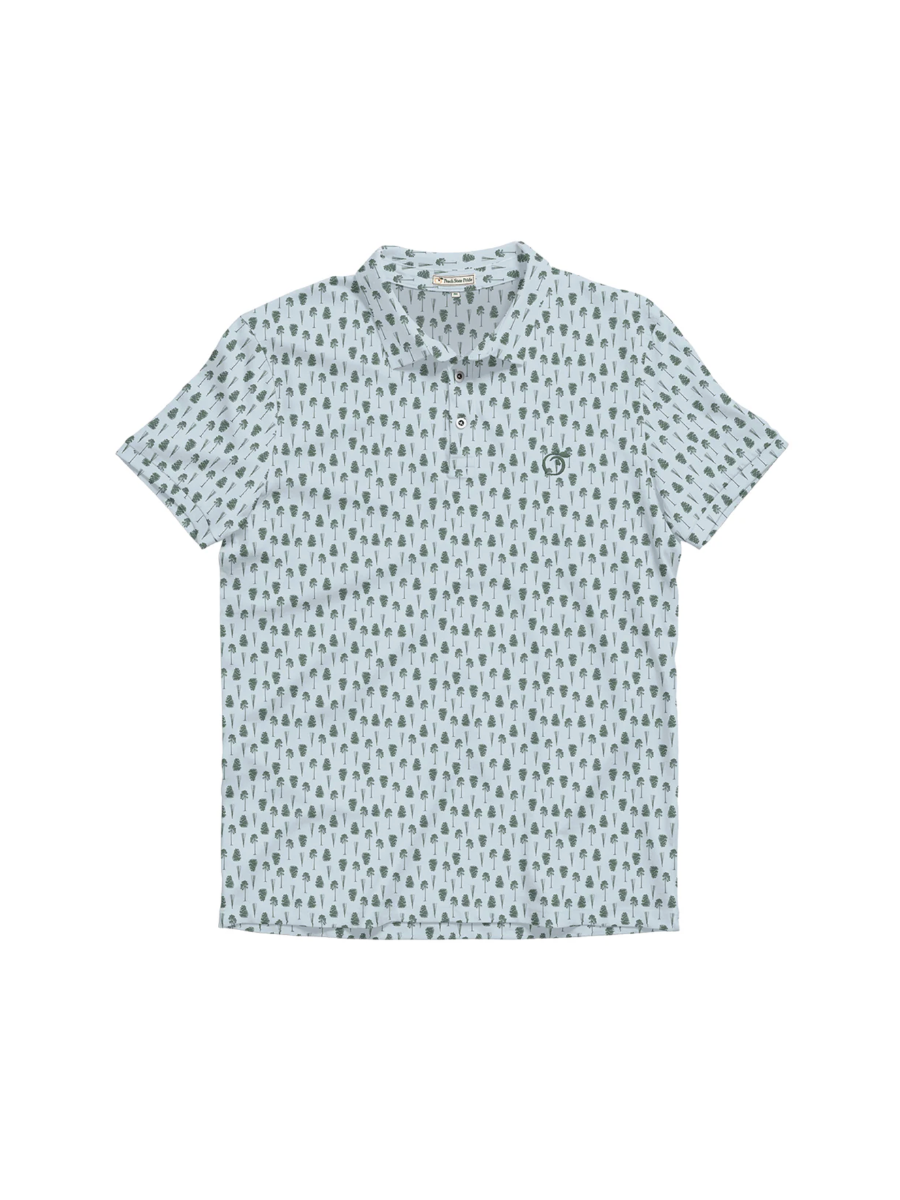 Peach State Pride Longleaf Pine Performance Polo pattern blue & duck green mens tripp