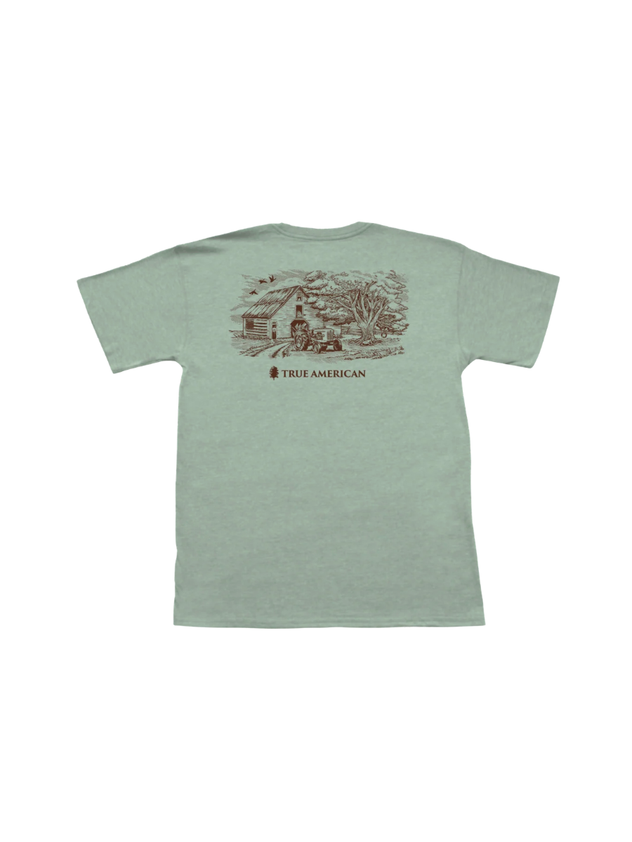 Peach State Pride | Heritage Farm S/S Tee - Heathered Sage